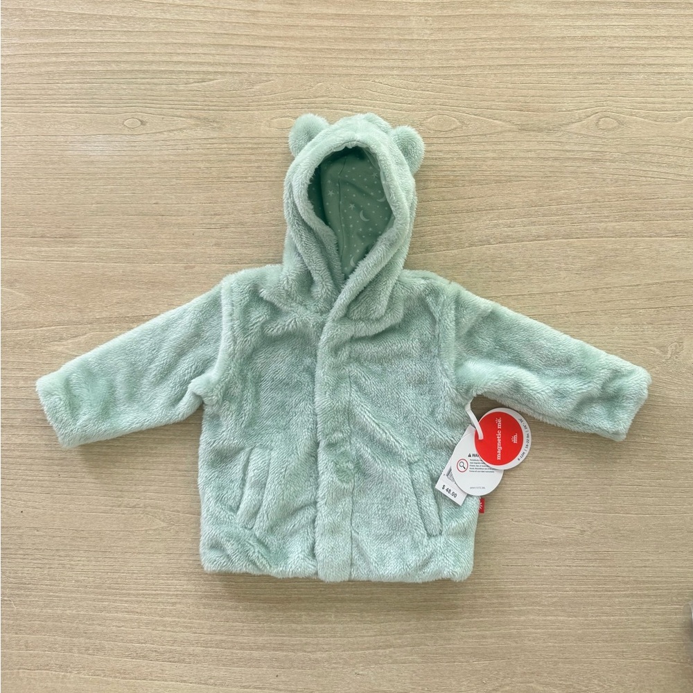Magnetic Me Fleece Green Hooded Jacket - Picture 2 of 3